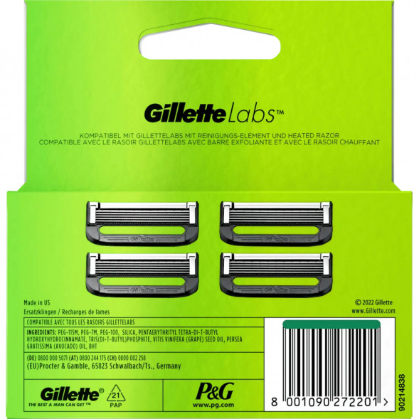 Лезвия для бритвы Gillette Labs, 4 шт. в Мытище