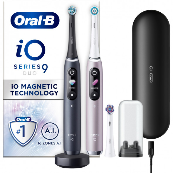 Набор из 2-х электрических зубных щеток Oral-B iO Series 9 Duo, Black Onyx и Rose Quartz в Мытище