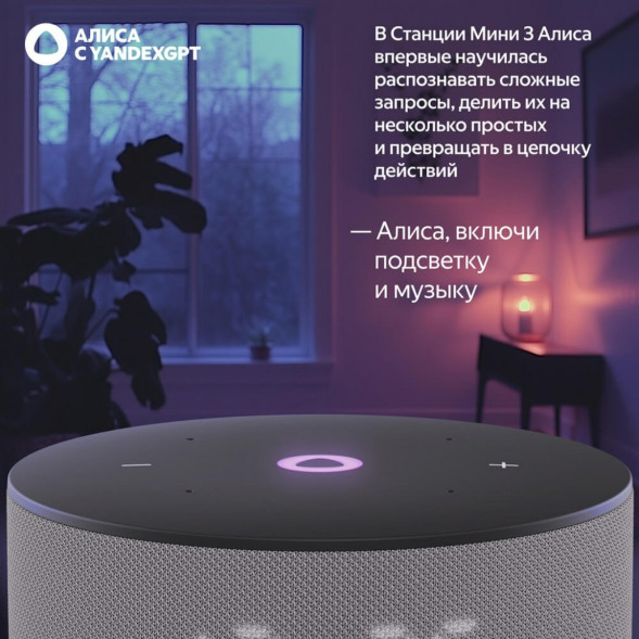 Умная колонка Яндекс Станция Мини 3 c Алисой на YandexGPT, серая в Мытище