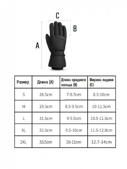 Перчатки горнолыжные сноубордические Copozz (синий, M) в Мытище