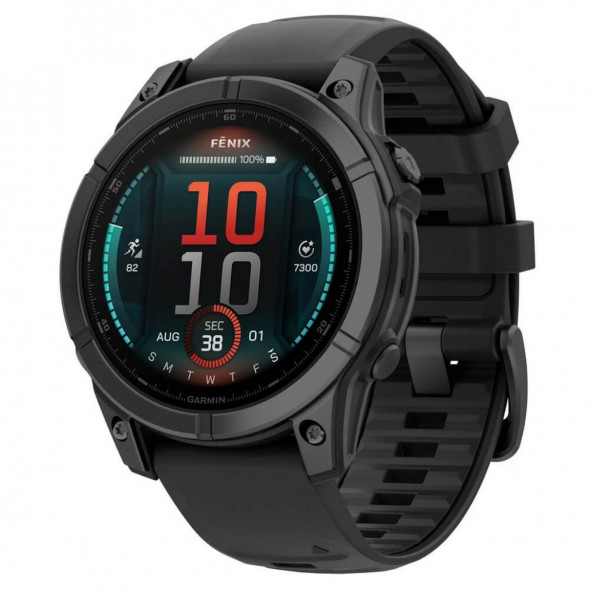 Умные часы Garmin Fenix E 47мм Amoled Slate Grey Steel с чёрным силиконовым ремешком 010-03025-01 в Мытище