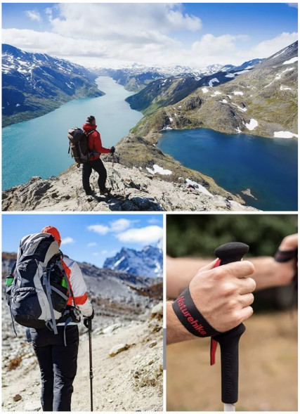 Треккинговая палка Naturehike 135 см, 1 шт., черный/красный в Мытище
