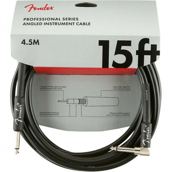 Инструментальный кабель Fender Professional Series 15 ft, 4.5 м, jack 6.3, черный в Мытище