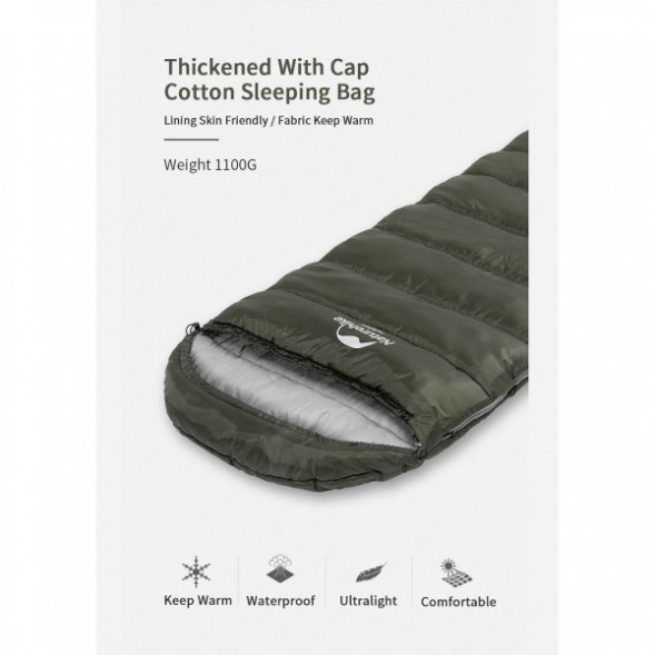 Спальный мешок Naturehike U350S (Правый), коричневый в Мытище