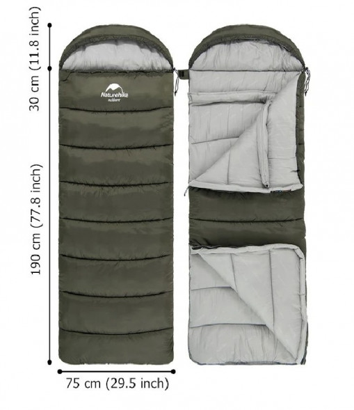 Спальный мешок Naturehike U250 (Левый), зеленый в Мытище