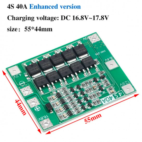 Плата защиты аккумулятора BMS 4S 40A 16.8 для Li-ion в Мытище