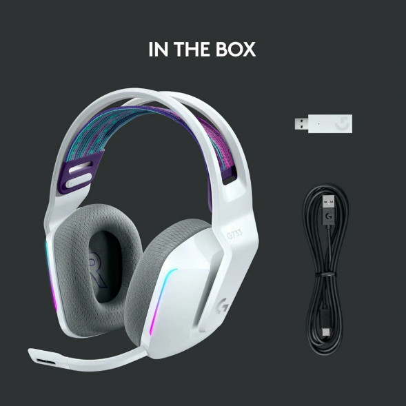 Игровая гарнитура Logitech G733 RGB Lightspeed Wireless, белый в Мытище