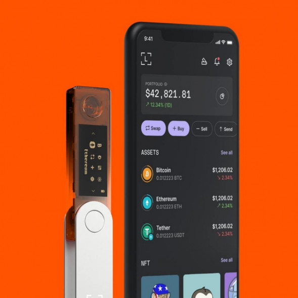 Аппаратный криптокошелек Ledger Nano X, BTC Orange  в Мытище