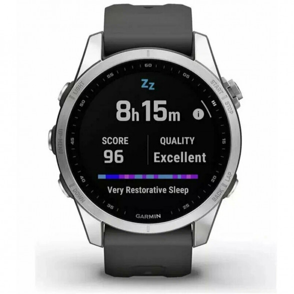 Умные часы Garmin Fenix 7s серебристый с графитовым силиконовым ремешком 010-02539-01 в Мытище