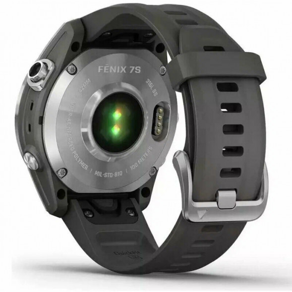 Умные часы Garmin Fenix 7s серебристый с графитовым силиконовым ремешком 010-02539-01 в Мытище