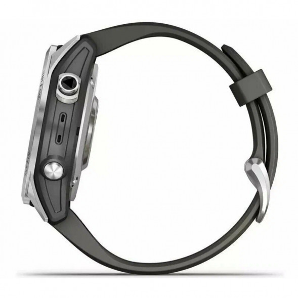 Умные часы Garmin Fenix 7s серебристый с графитовым силиконовым ремешком 010-02539-01 в Мытище